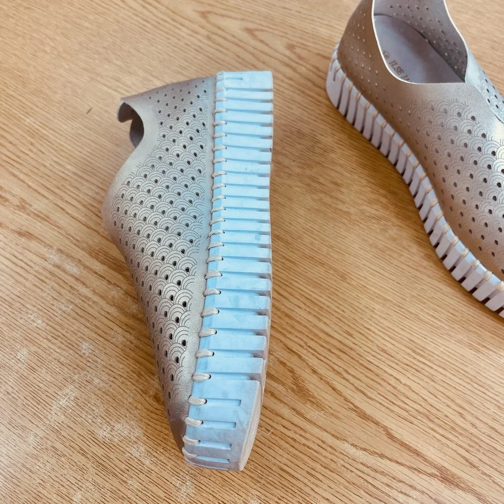 Ilse Jacobsen Gold Sneakers Breathable Slip-On platform bottom - Picture 5 of 6